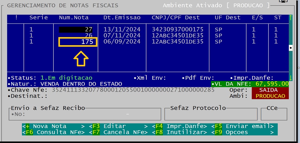 anote o numero da nota que precisa duplicar